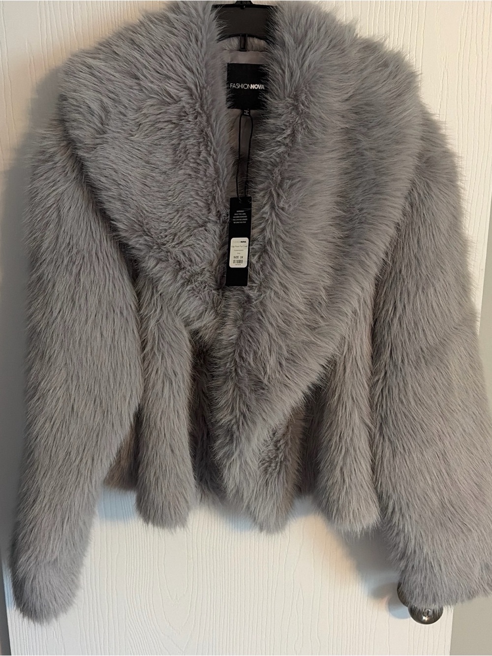Fashion Nova Plush Grey Teddy Jacket